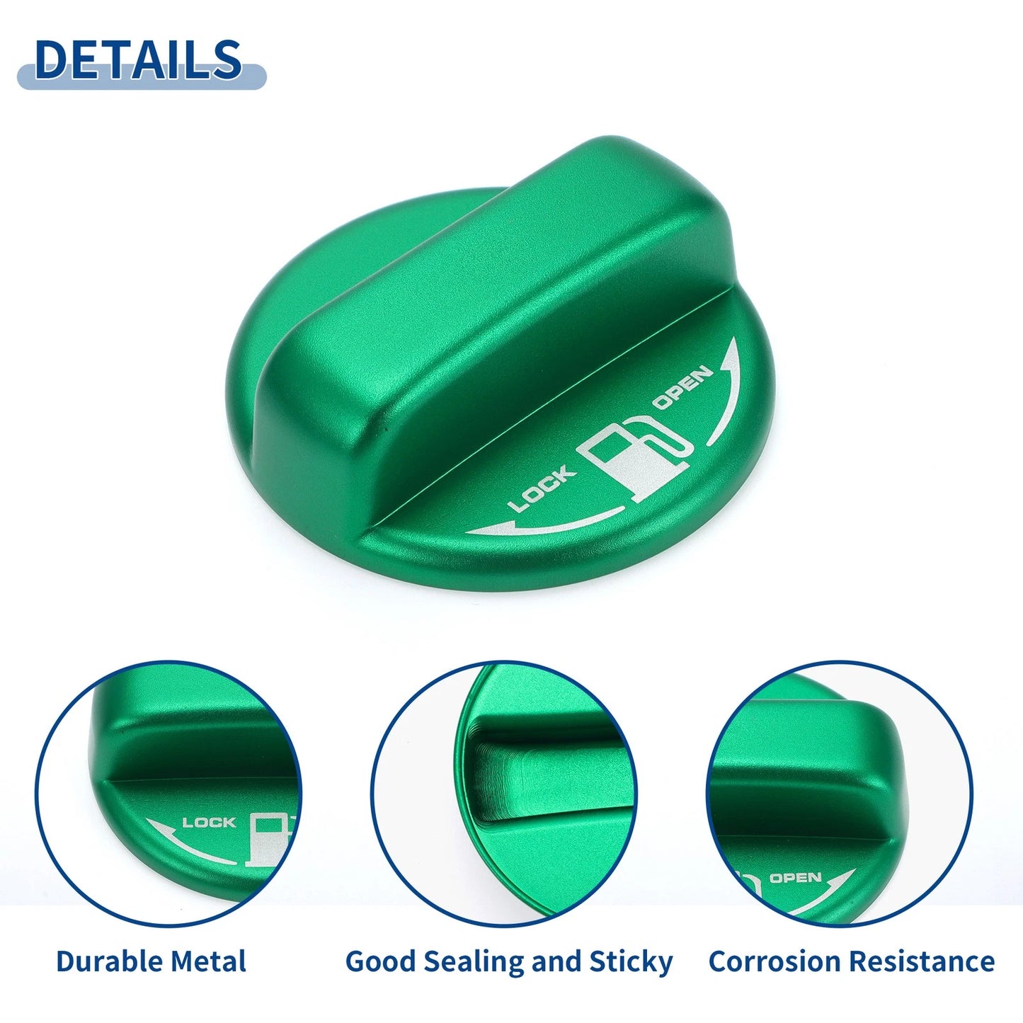 Metal Gas Fuel Tank Cap Cover Trim Sticker Green for Toyota Hiace (2005-2023)