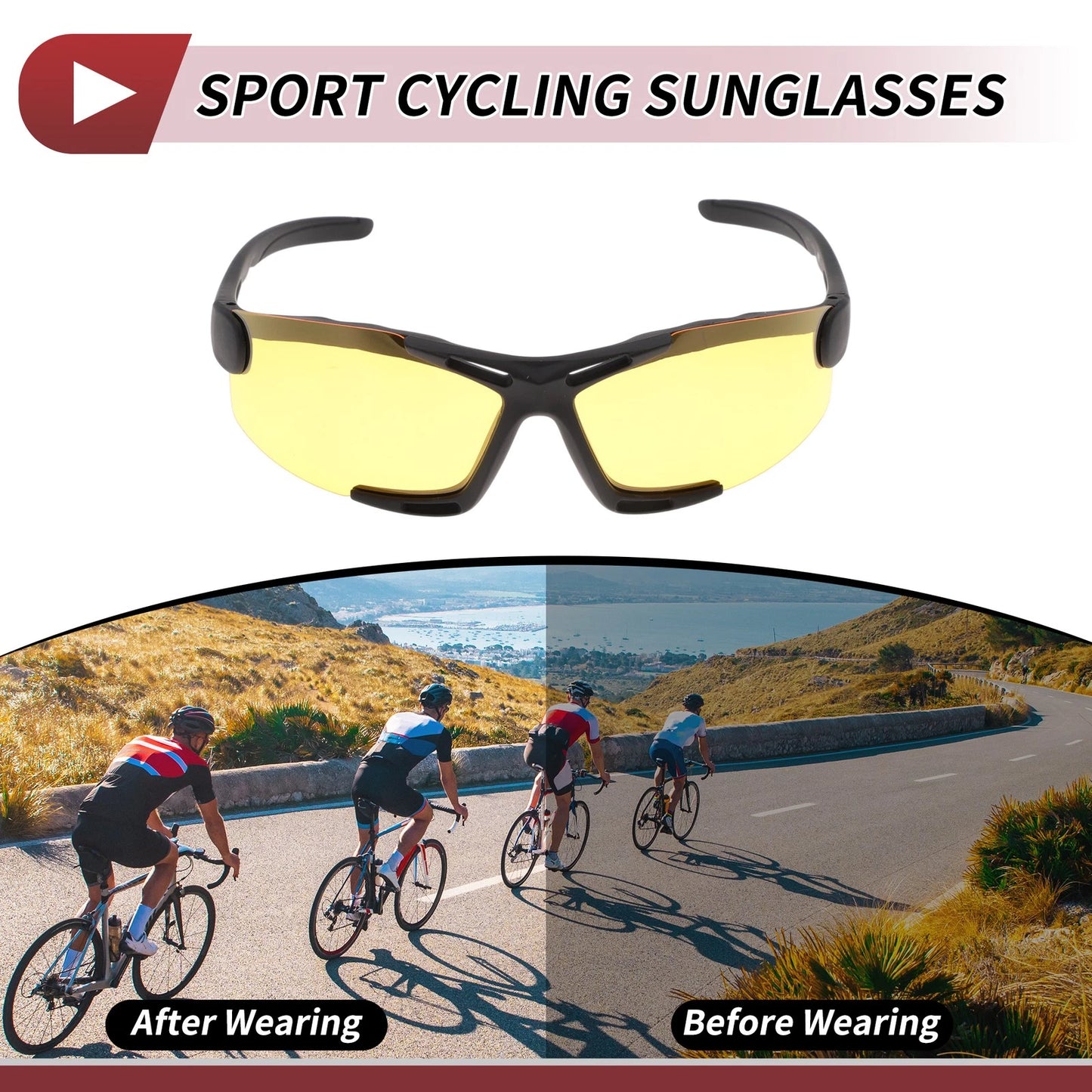 Motorcycle Riding Goggles Yellow Lens Tri-acetyl Cellulose for Motorcycle