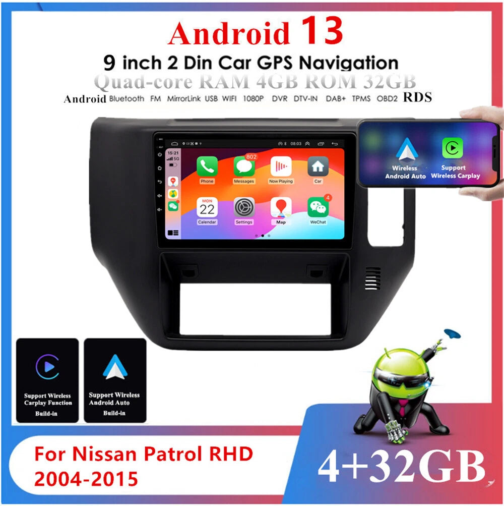 9" Android 13 GPS Stereo Radio for Nissan Patrol GU (2004-2015)