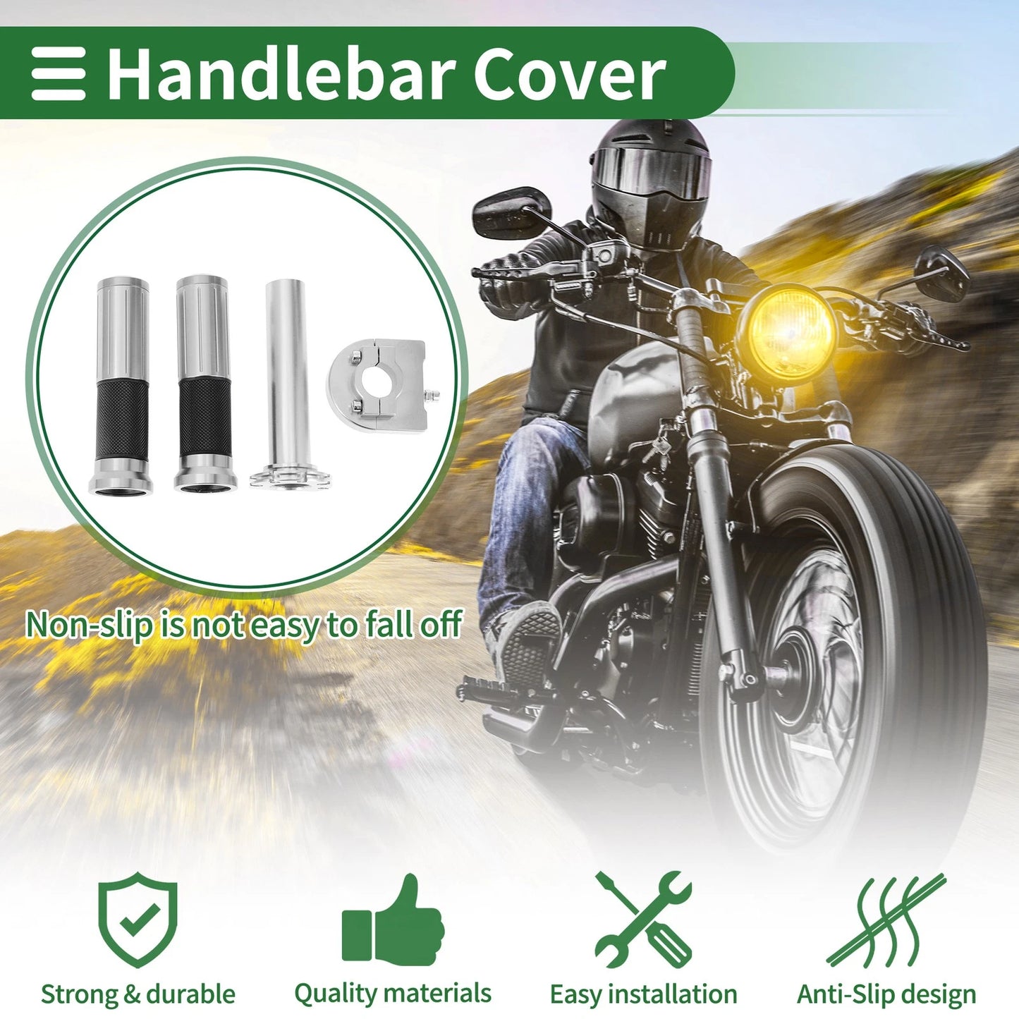 Motorcycle Hand Grips Cover Kit 2 x Vertical Stripe Pattern for Motorcycle
