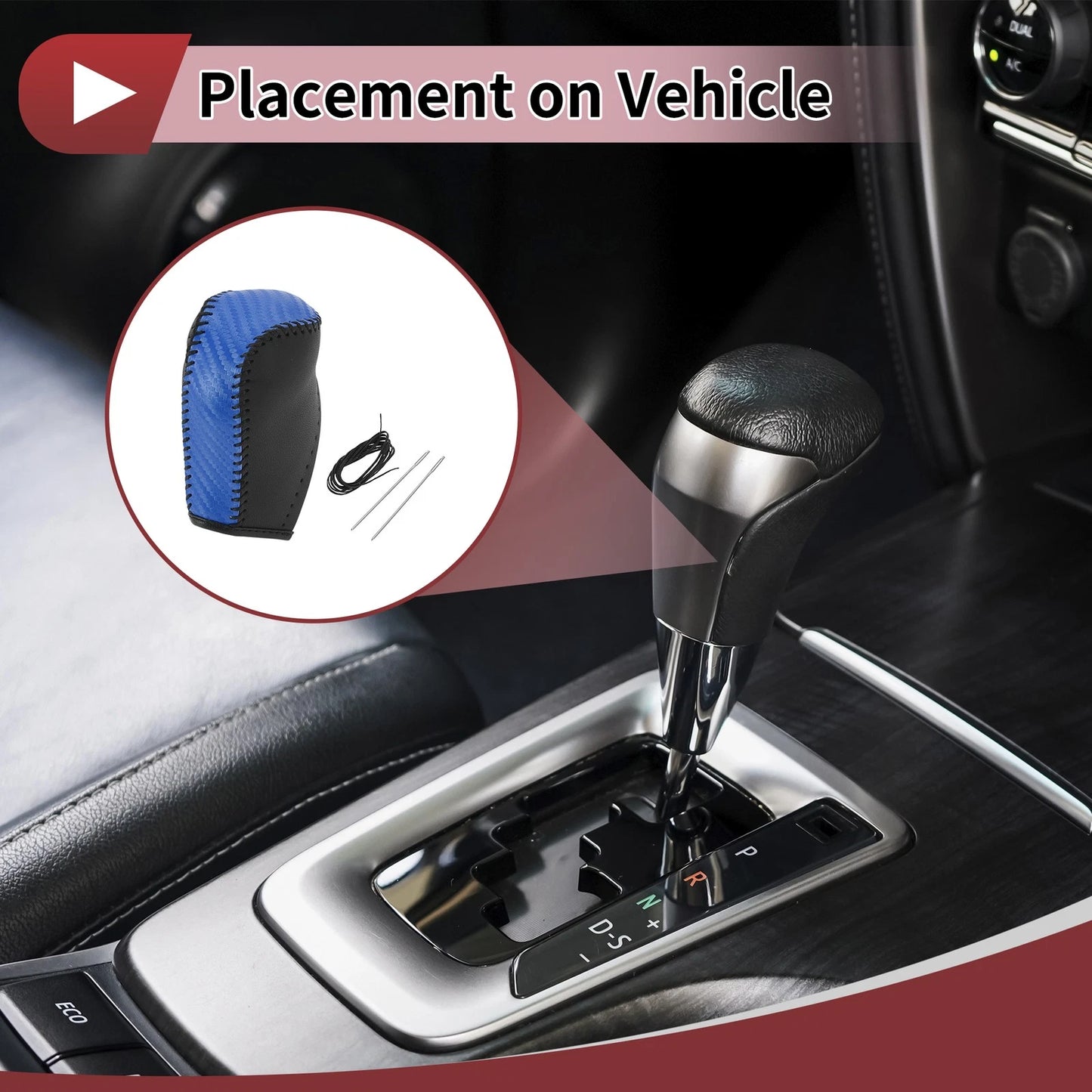1 Pc Gear Shift Knob Cover Blue Faux Leather for Toyota Corolla (2014–2018)