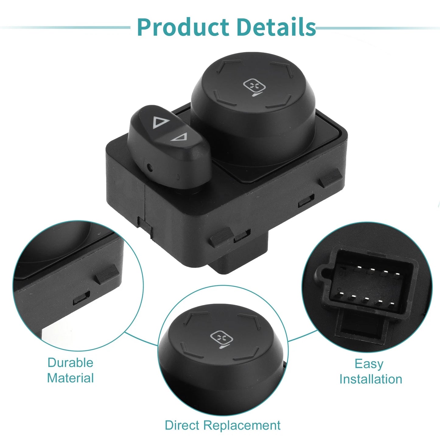 Car Mirror Switch for Chevrolet Traverse (2009 - 2017) Black Metal