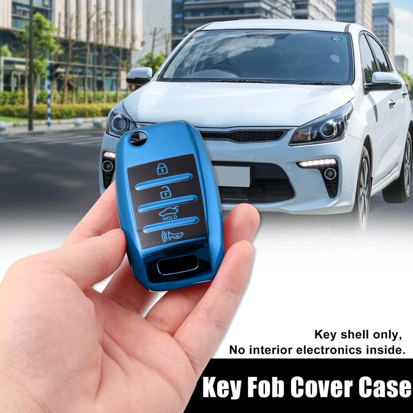 TPU Key Fob Cover Case for Kia Optima, Soul (2013-2018, 2015-2018) Blue