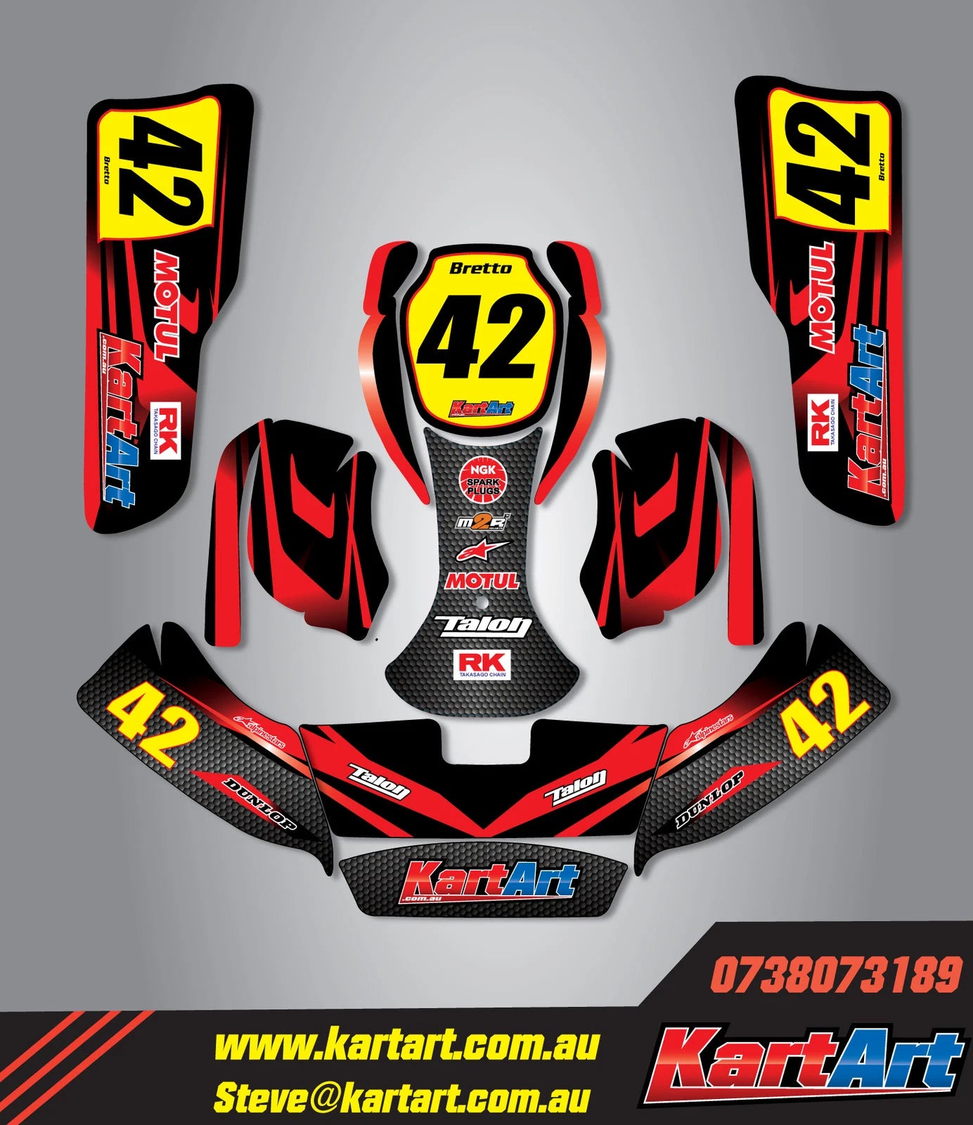 Custom KART ART Sticker Kit for Zanardi Kart - Thunder Style Graphics