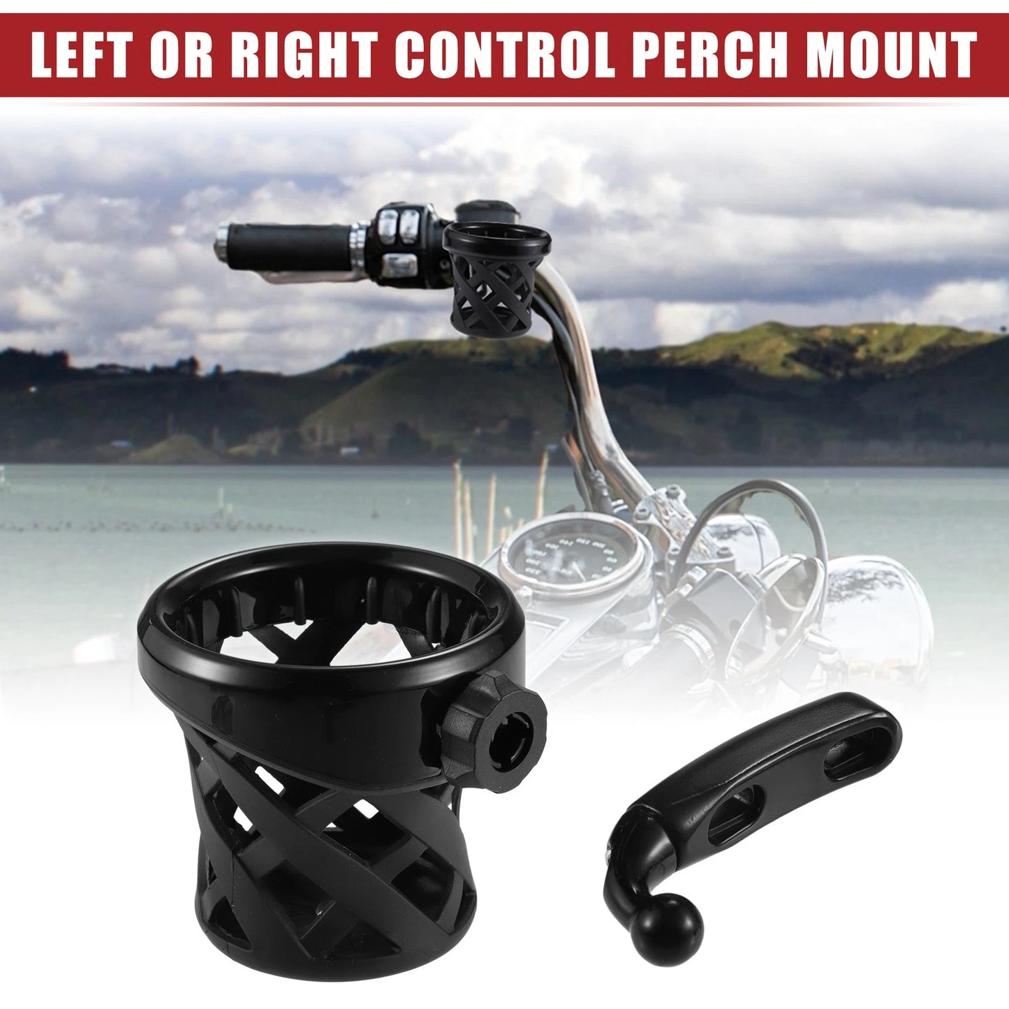 Handlebar Cup Holder for Harley-Davidson Most Model Black