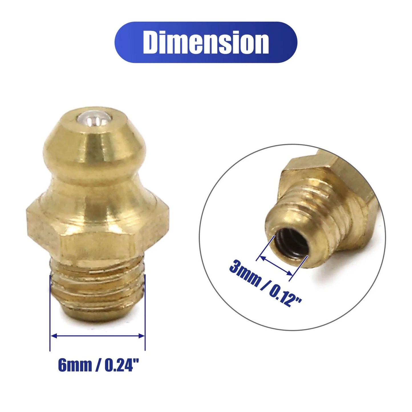 16pcs 1/4-28 Brass Grease Nipple Fitting for Motorcycle Car