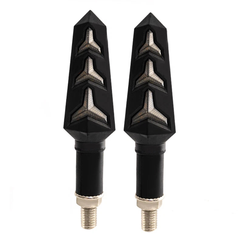 2 x Amber & White LED Motorcycle Turn Signal Indicators
