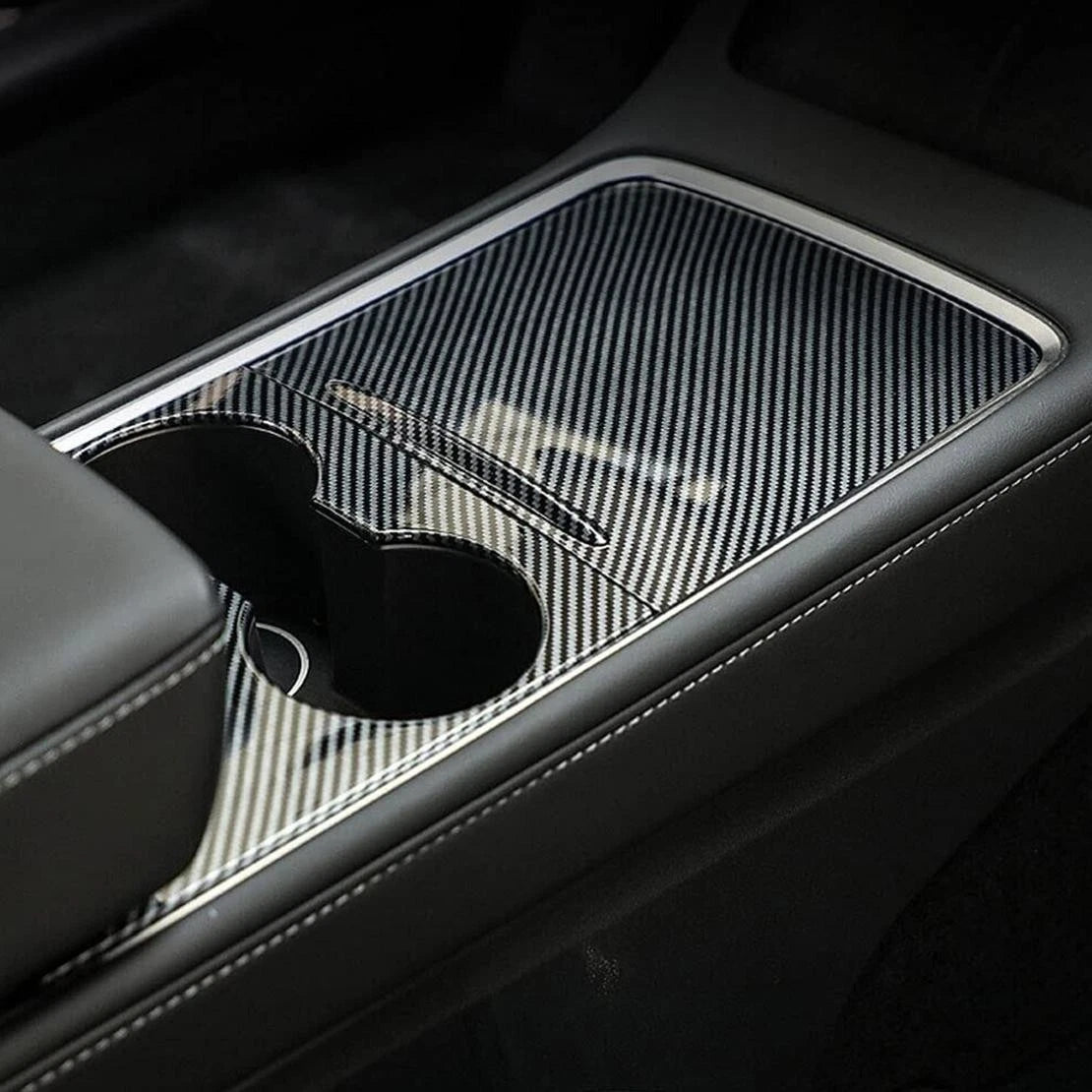 Carbon Fiber Console Cup Holder Trim for Tesla Model 3 Y (2017-2023)
