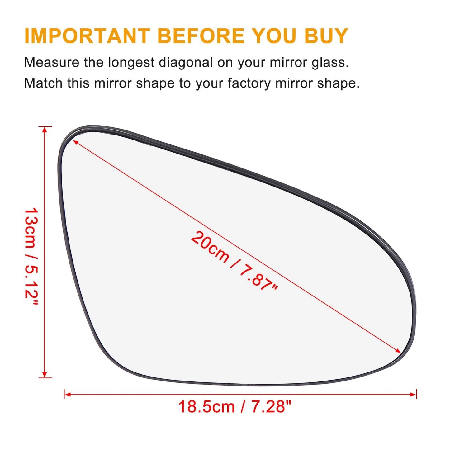 Right Side Heated Mirror Glass with Backing Plate for Toyota Yaris