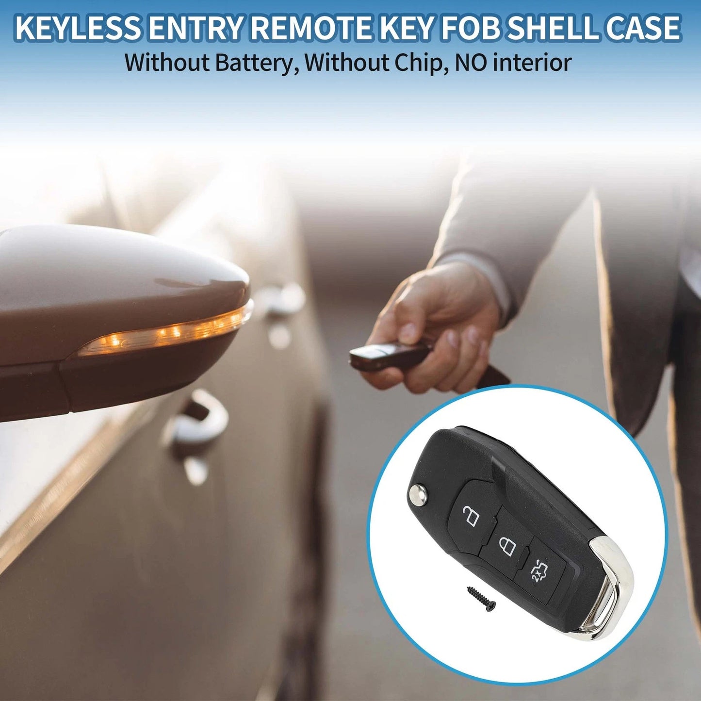 3 Button Keyless Entry Remote Key Shell Case for Ford Ka Fiesta Focus Transit