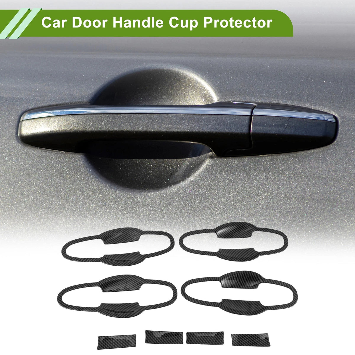 Car Door Handle Cup Protector for Toyota Highlander Kluger Carbon Fiber Black