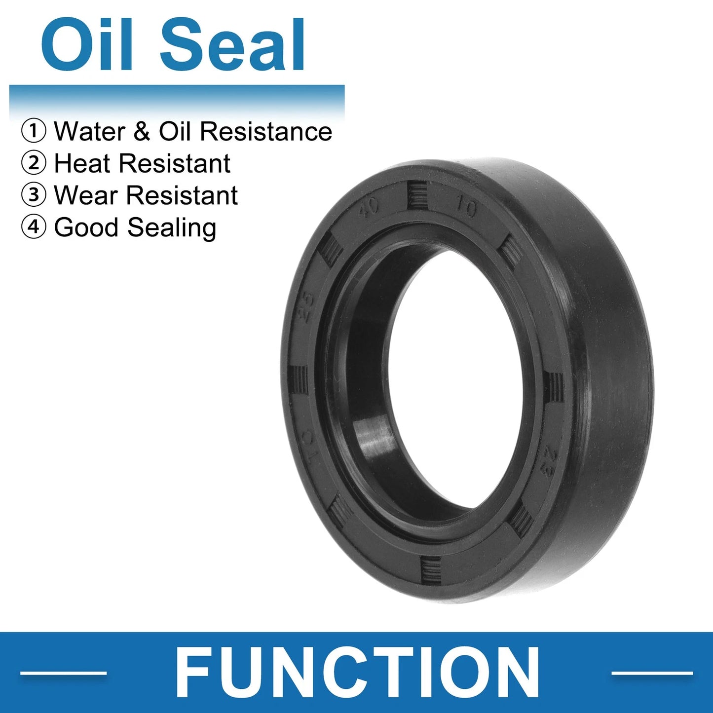 Oil Seal 25x40x10mm Rotary Shaft Seal Nitrile Rubber Black 5 Pcs for Make