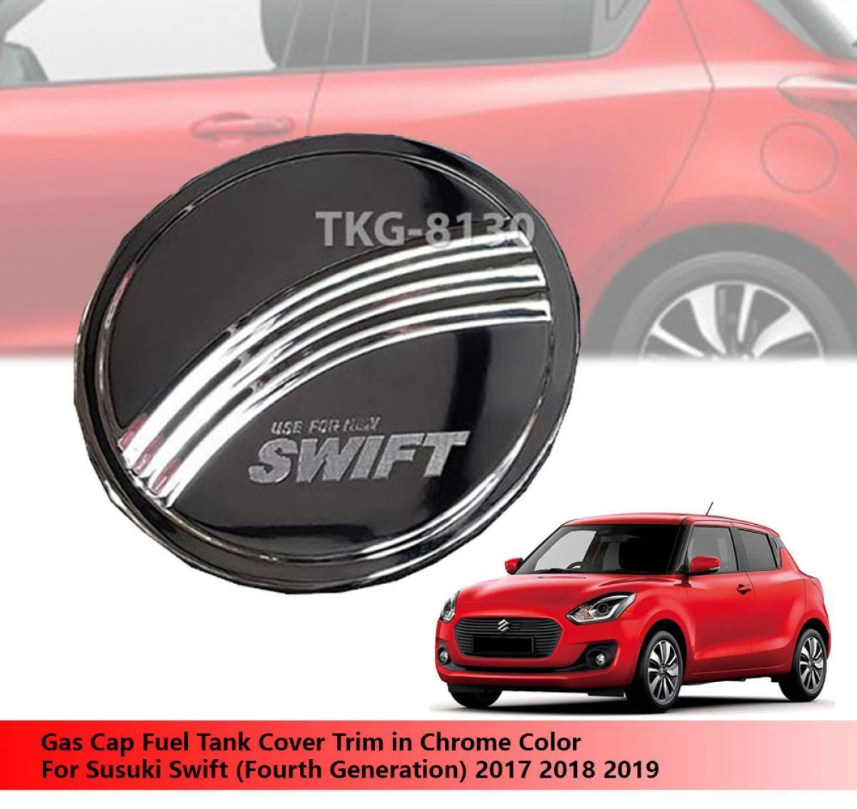 Fuel Door Cap Cover Trim Chrome for Suzuki Swift (2017-2019)