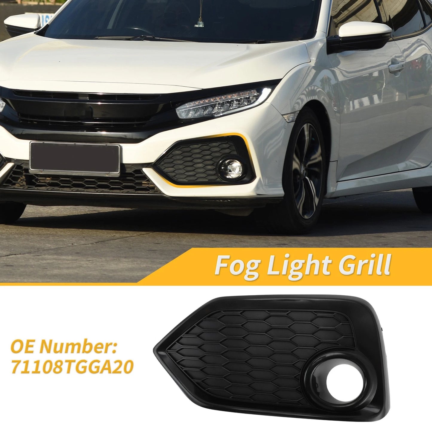Left Side Fog Light Grill for Honda Civic Hatchback (2017-2019)