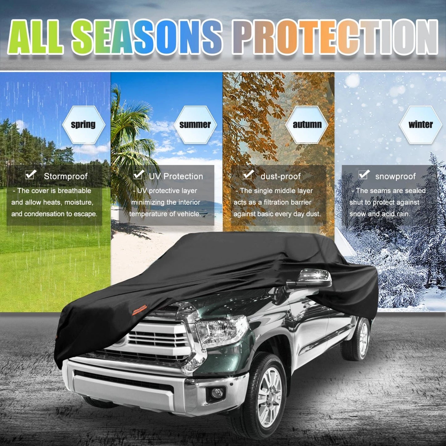 Pickup Truck Cover for Toyota Tacoma Extended Cab Crew Cab 2005-2021