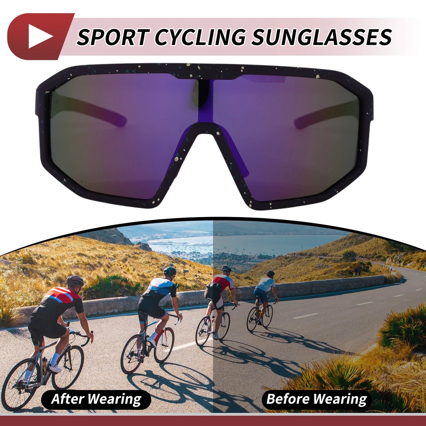 1 Pc Motorcycle Riding Goggles Purple Green Yellow Dots UV400 for Motorcycle