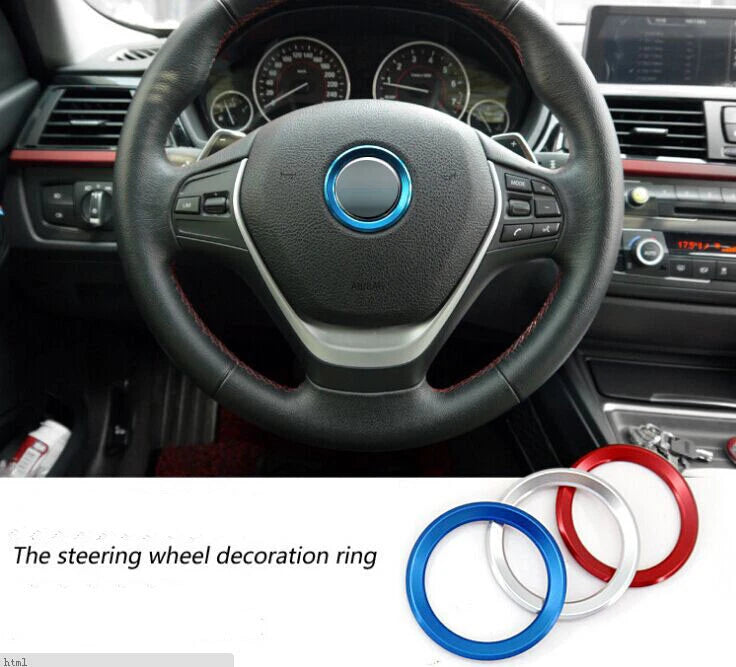 Car Steering Wheel Logo Ring Sticker Aluminum Fit For BMW Series 3 5 7 X1 X5 X6