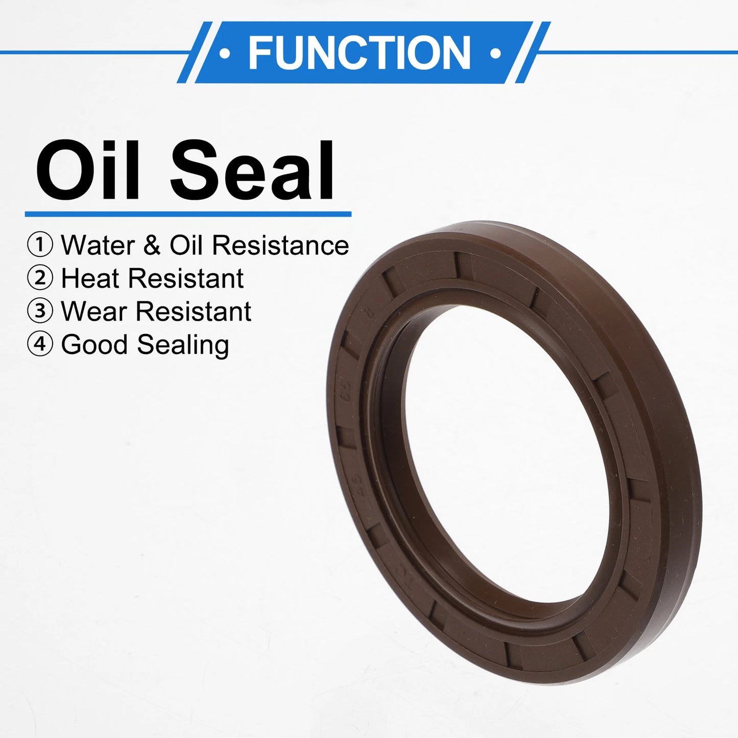 Oil Seal / 45x65x8mm / Seal Ring Rotary Shaft Seal FKM Rubber Brown 2 Pcs