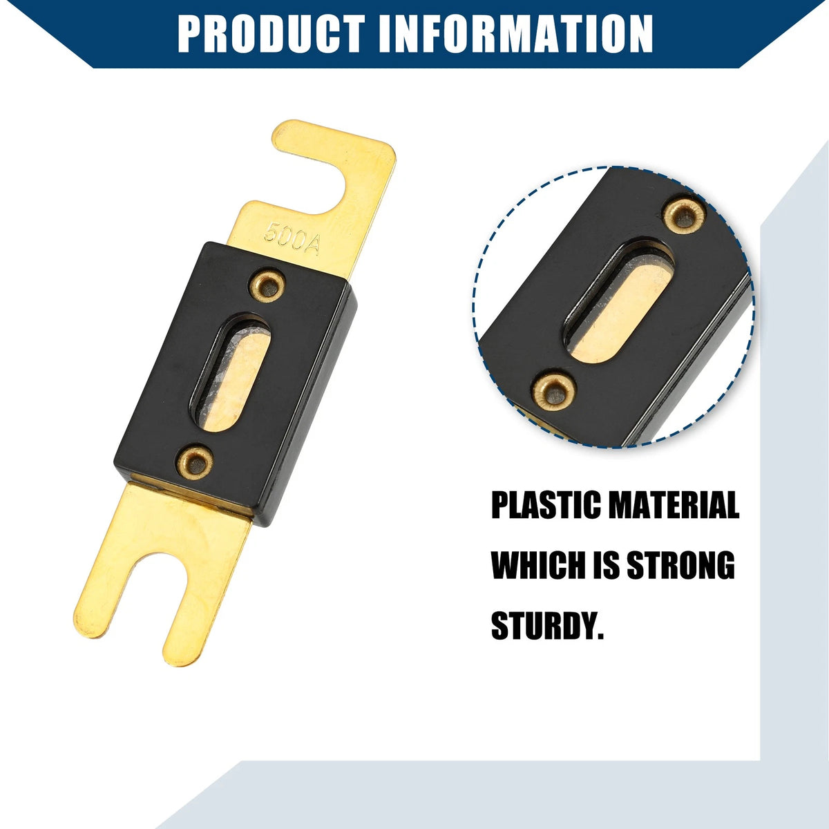 Mini ANL 500A Fuses for Car, Motorcycle, Boat - Gold Tone, Black