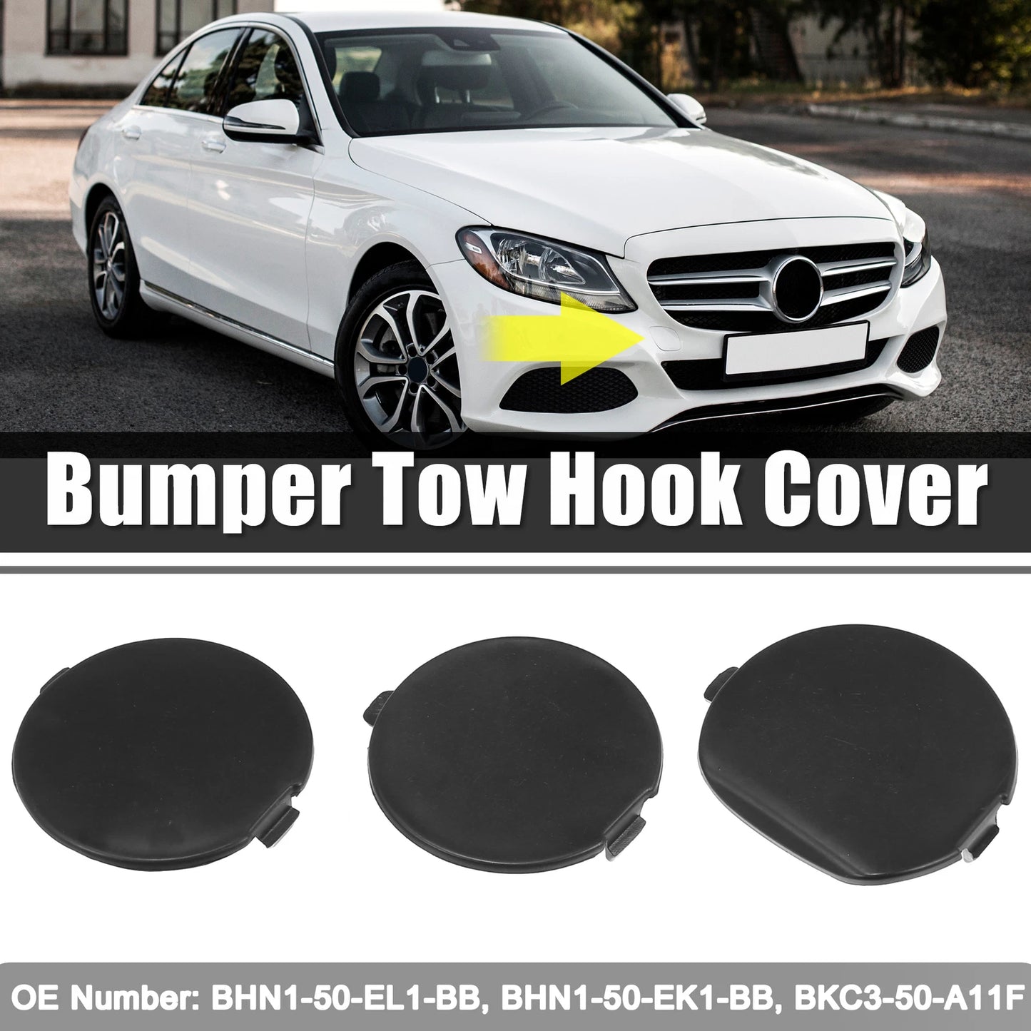 3 x Car Front Rear Bumper Tow Eye Hook Cover Caps for Mazda 3 (2014-2016)