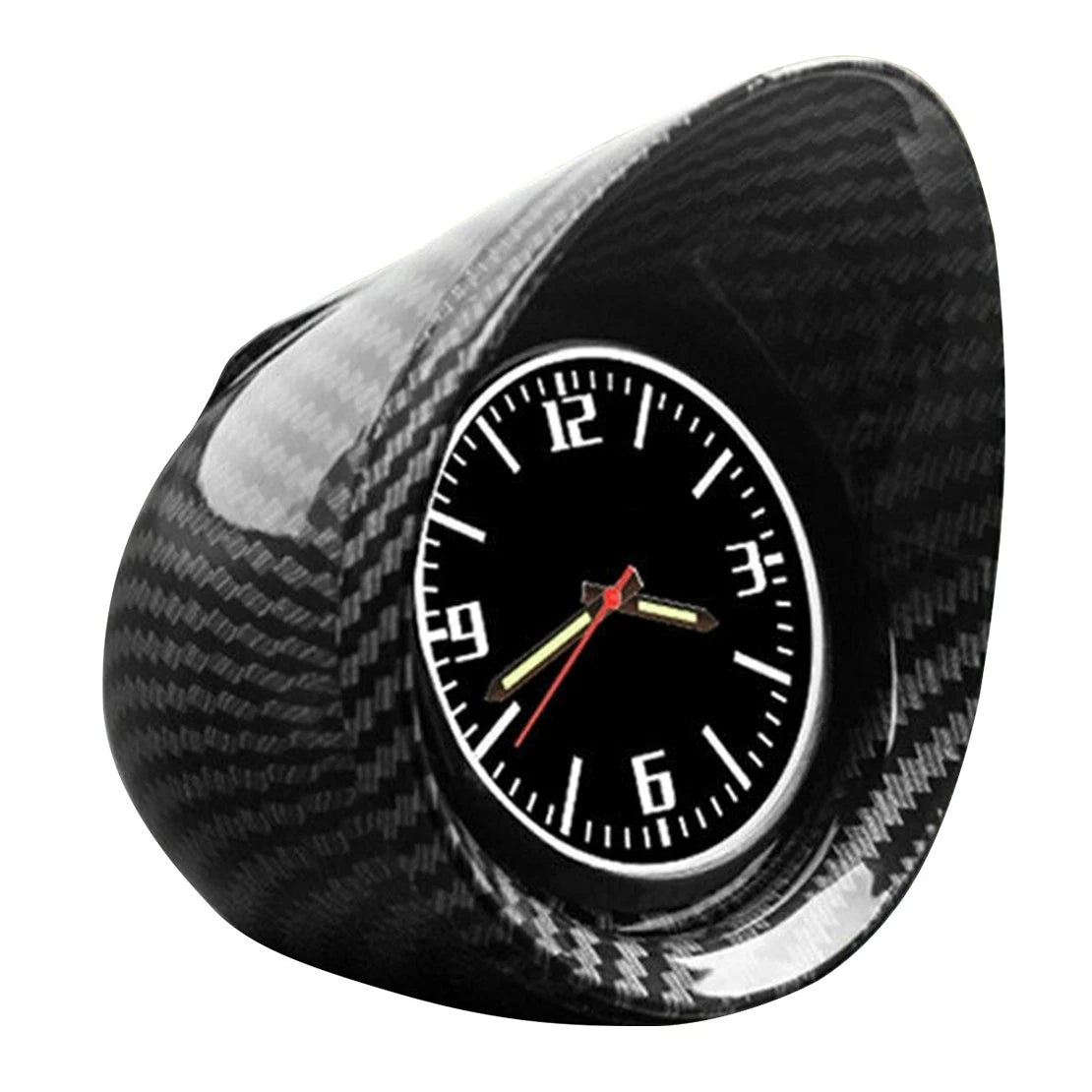 Carbon Fiber Style Round Clock for Car Truck Interior Dashboard