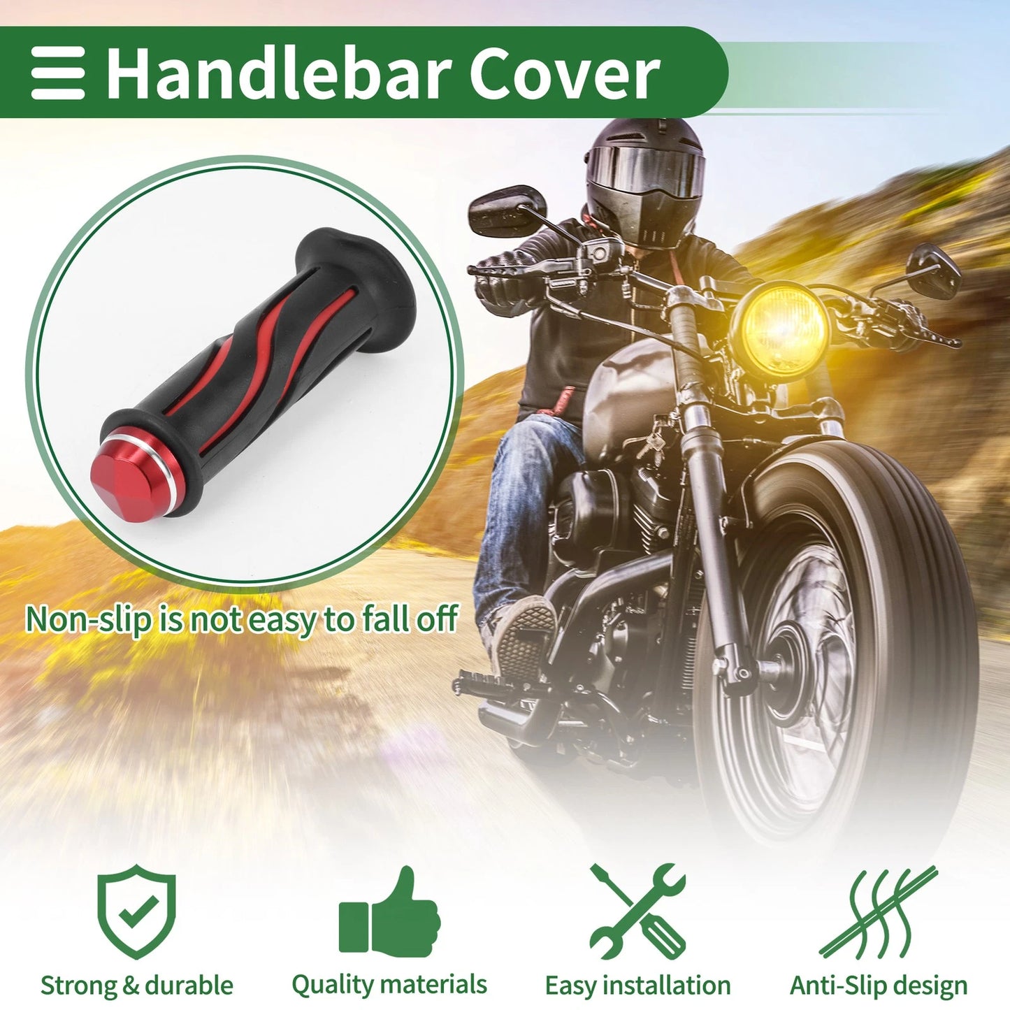 Grips 7/8" 22mm Handlebar Grips Cover Kit Red Curve Pattern