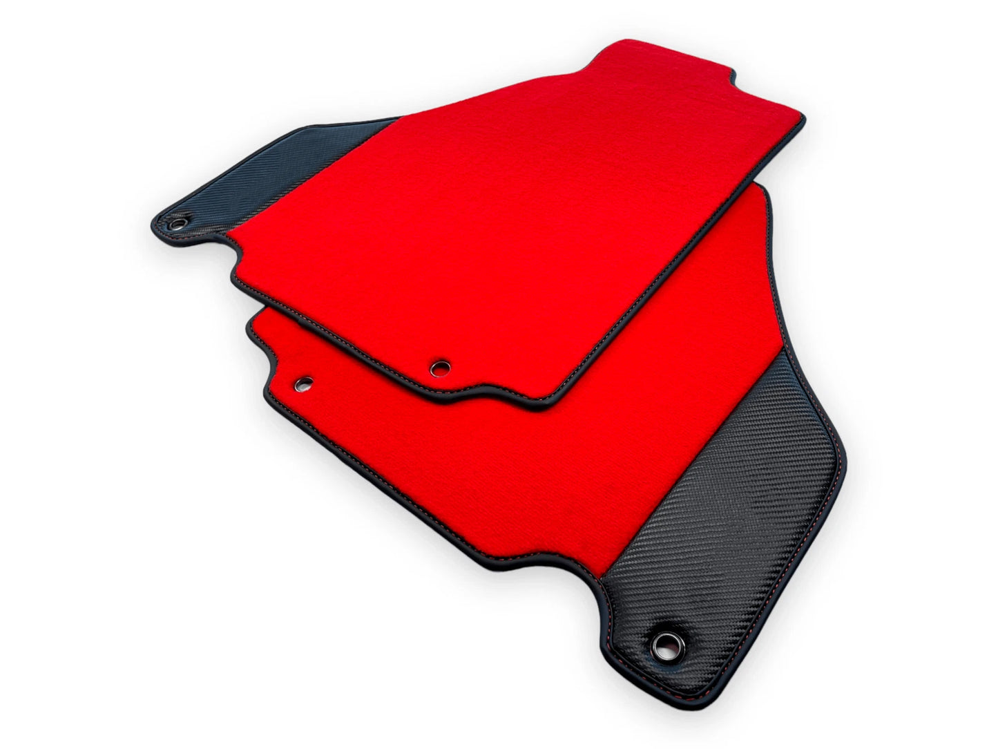 Floor Mats for Ferrari 360 Modena with Carbon Fiber Emblem Red Carpets (2000-2005)
