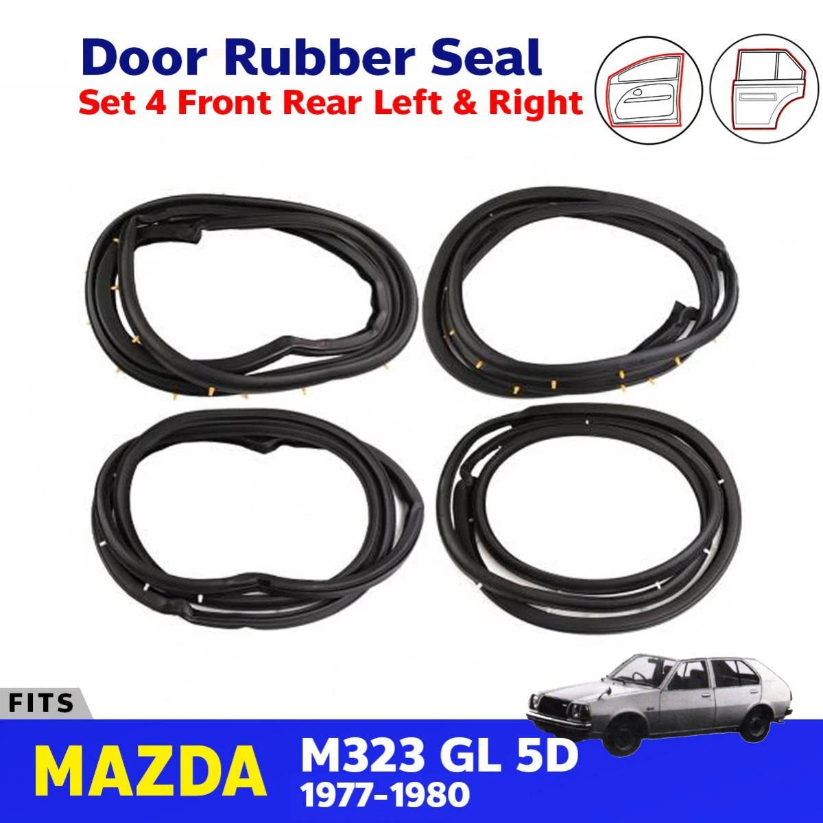 Door Rubber Seal Weatherstrip Set 4 Fits Mazda 323 GLC GL RWD 5D WAG 1977-80 D07