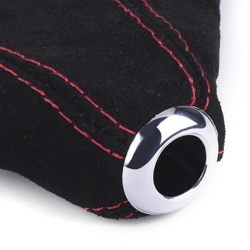 Universal Black & Red Gear Shift Knob Boot Gaiter Cover for Car