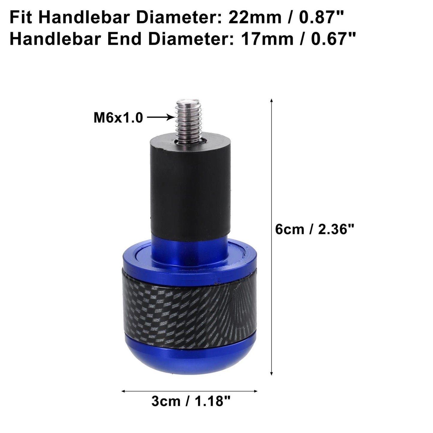 1 Pair Blue Carbon Fiber Pattern Handlebar Ends Plug Cap for Motorcycle