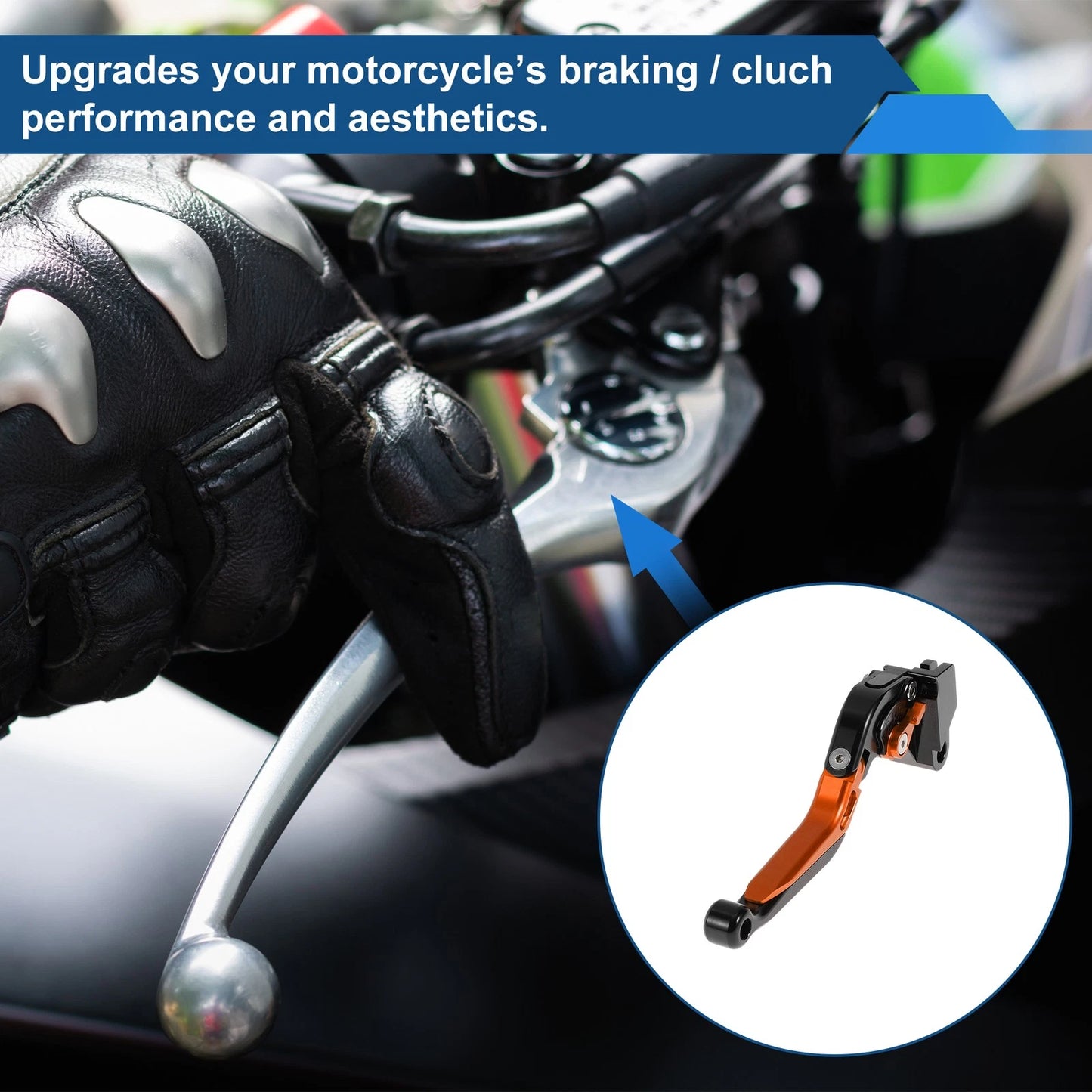 2 x Adjustable Short Long Brake Clutch Levers for Kawasaki ER-5 Black Orange