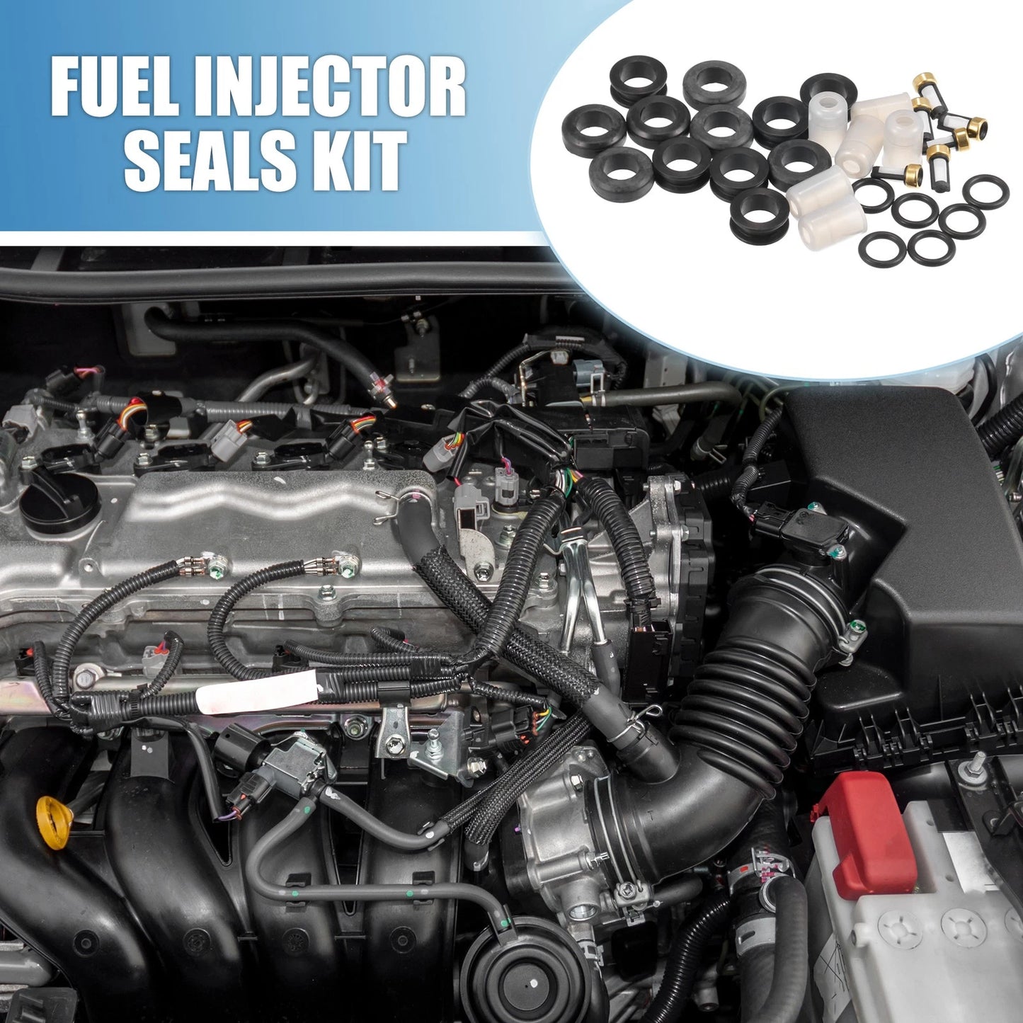 Fuel Injector O Rings Seals with Micro Filters for Toyota 4Runner Pickup (2003-2023)