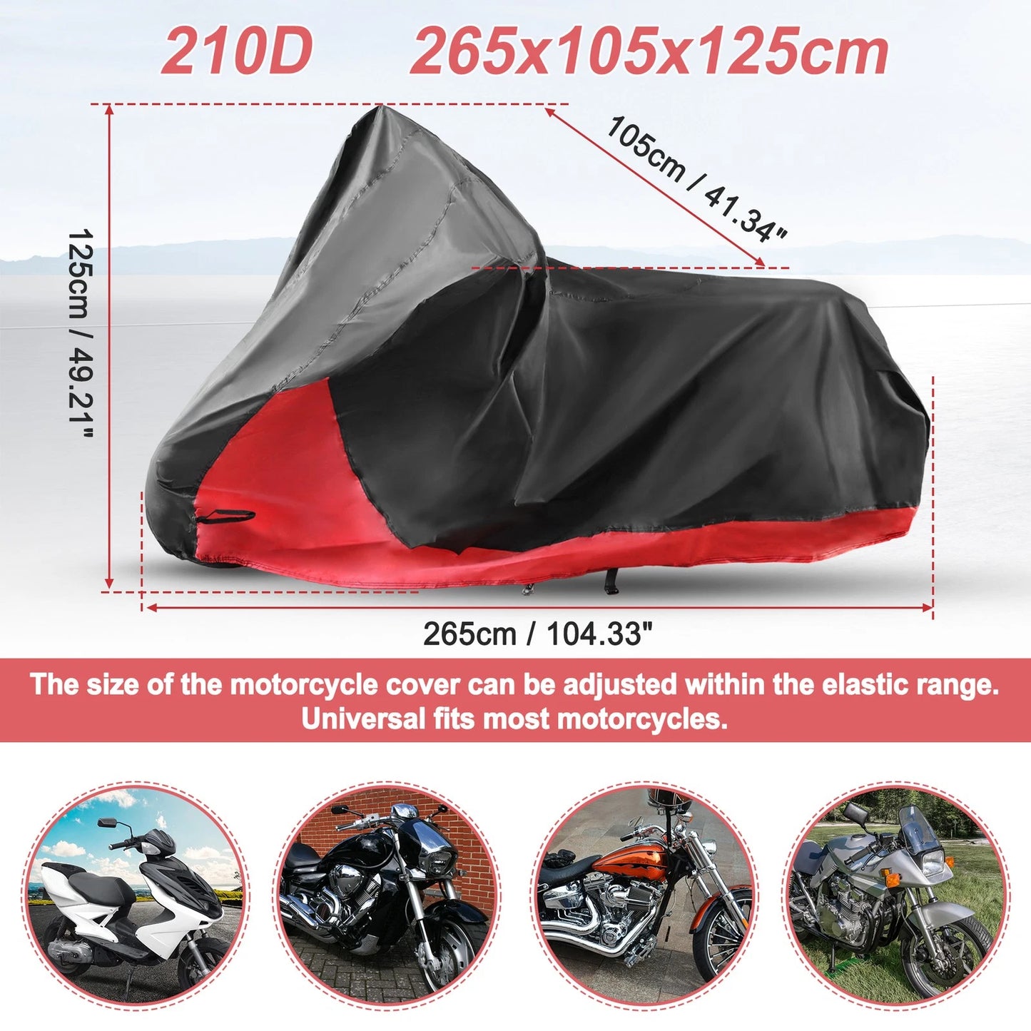 2 in 1 Motorcycle Cover Protector for Harley Street Glide FLHX FLTR Touring
