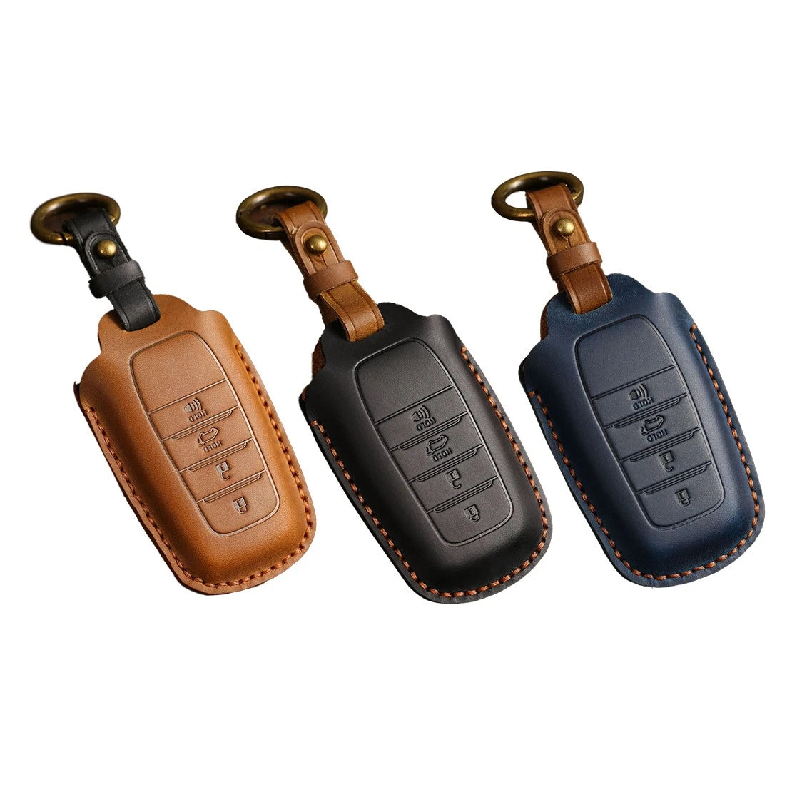 Leather Key Shell Cover for Toyota Prado Innova (2010-2023)