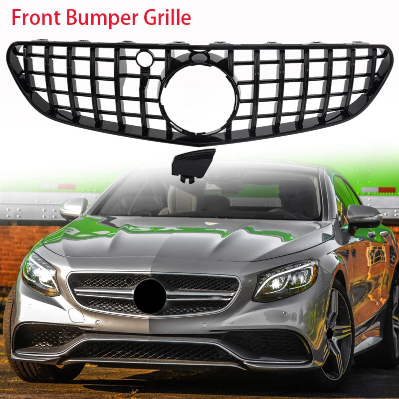 Black GT Grille Cover for Mercedes Benz S-Class C217 W217 S63 S65 (2015-2017)