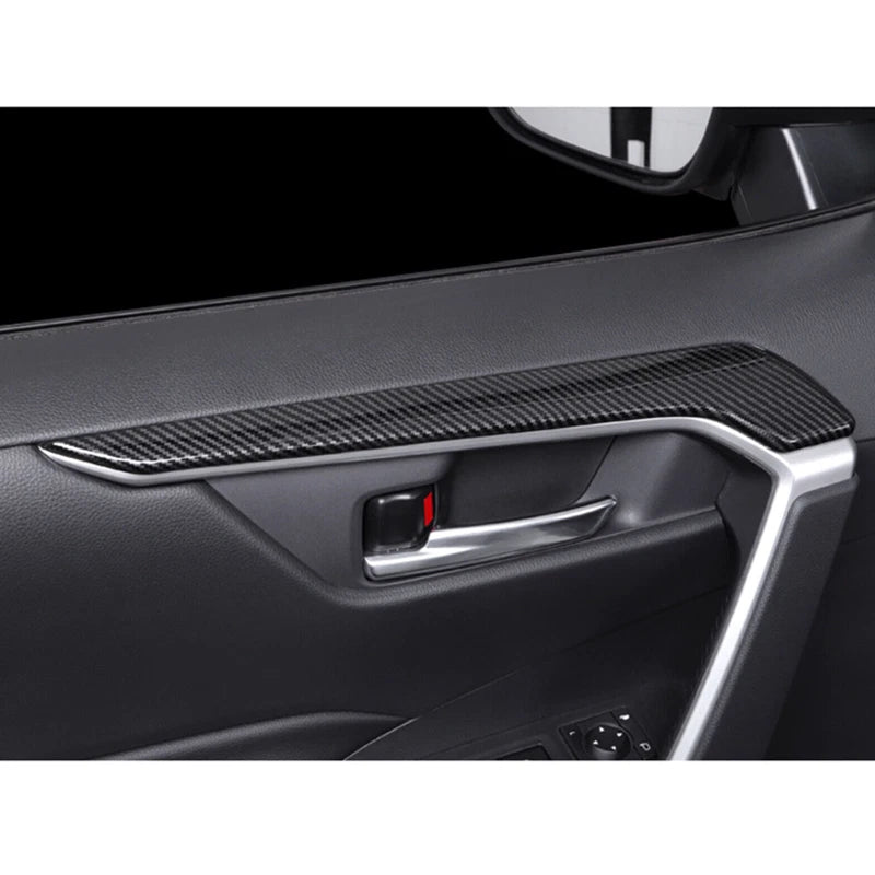 ABS Carbon Fiber Door Armrest Cover Trim for Toyota RAV4 (2019–2023)
