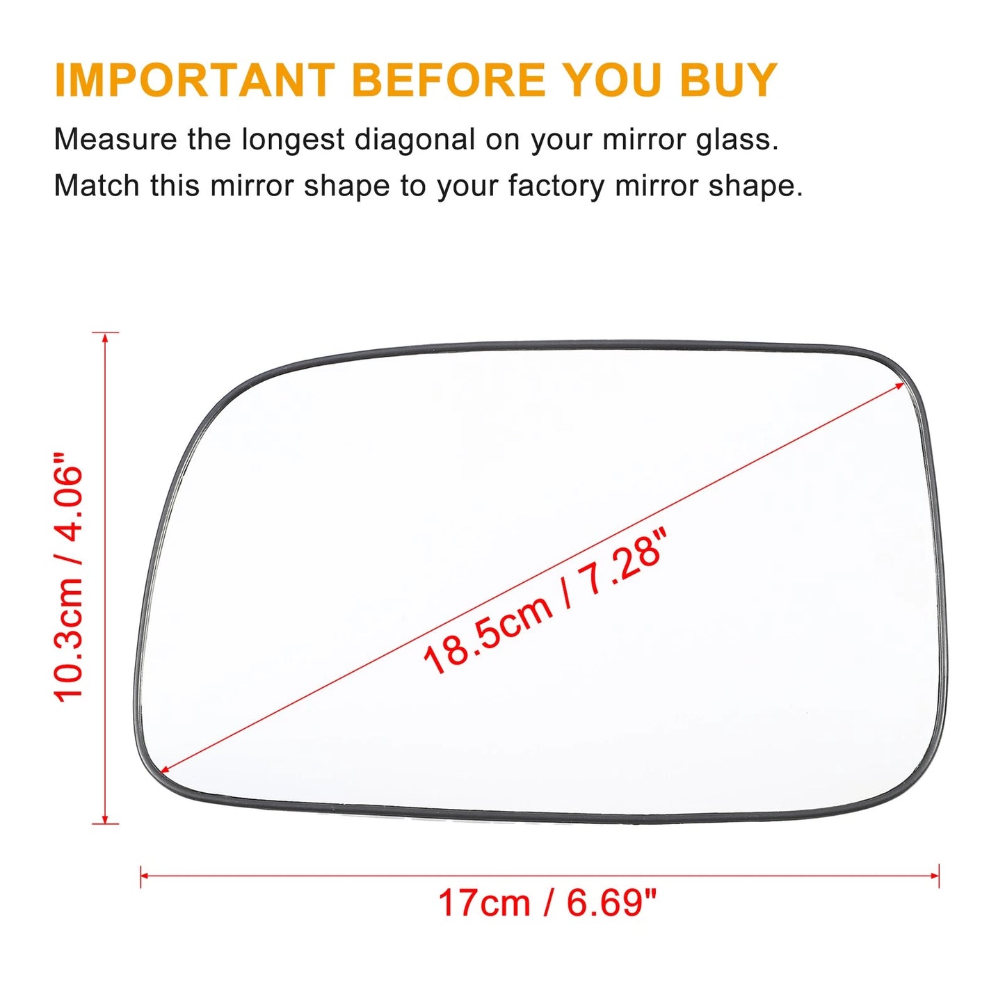 Rearview Mirror Glass with Backing Plate for Toyota Prius