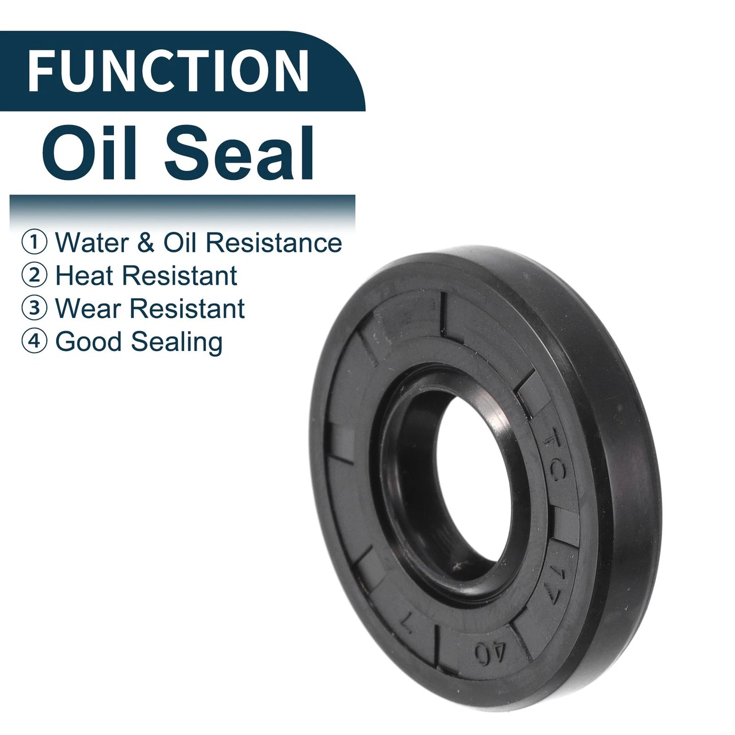 Oil Seal 17x40x7mm NBR Rubber Rotary Shaft Seal Black 5Pcs for Make Model