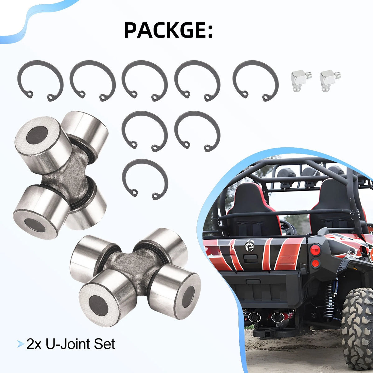 2 x U-Joint Rear Shaft for Can-Am Renegade 570 EFI (2016–2018)
