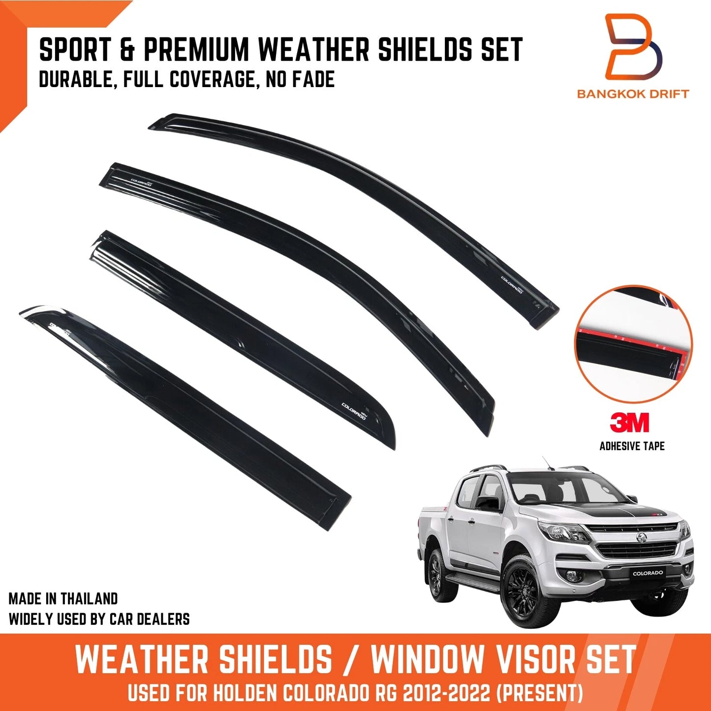 Weather Shields Rain Guards for Holden Colorado RG Z71 LTZ Dual Cab (12-22)