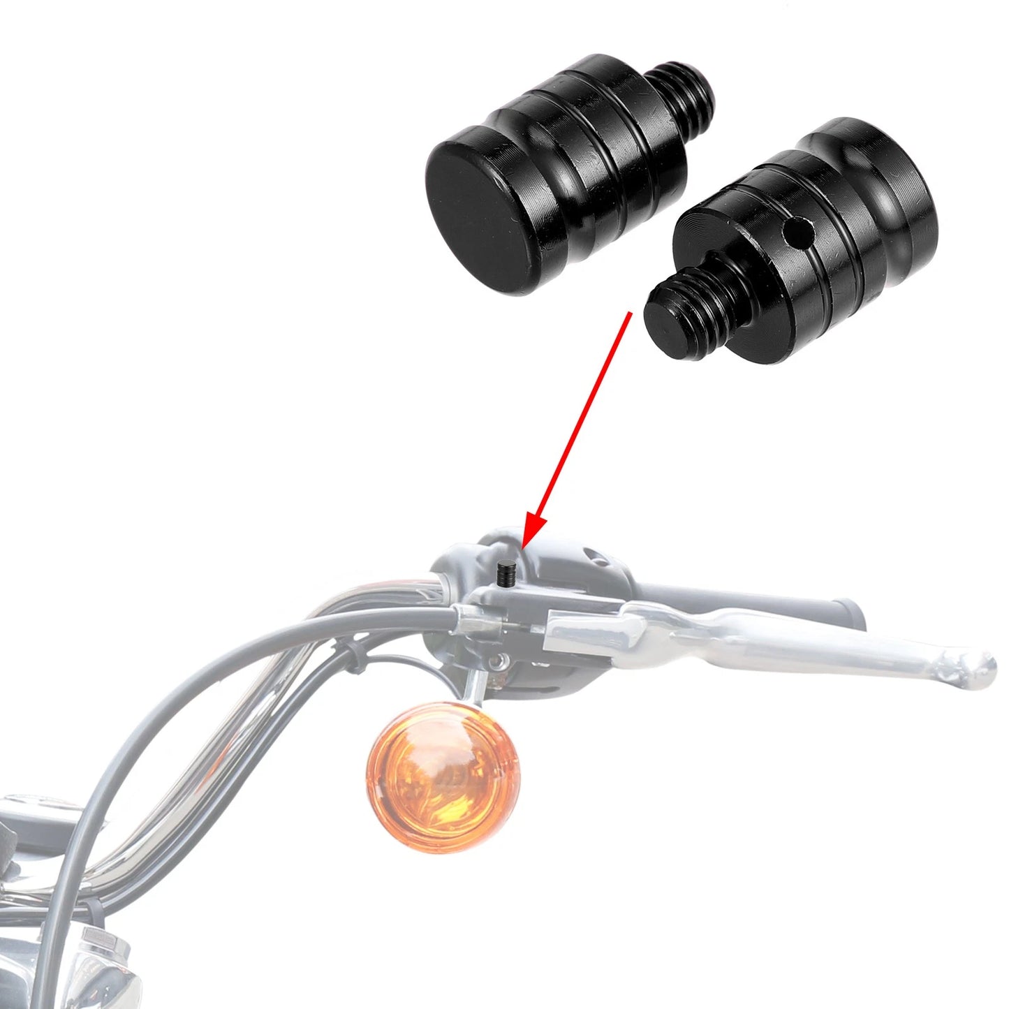 M8x1.25 2 x Right Mirror Hole Plugs Screws Aluminum Alloy Black for Motorcycle