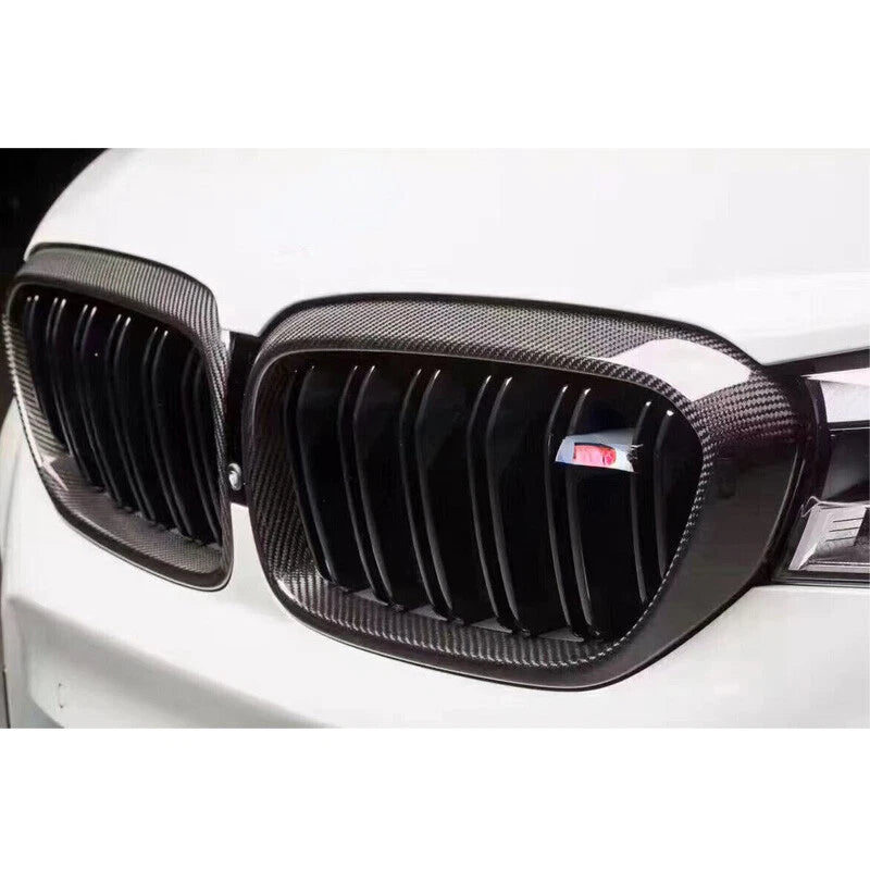Dry Carbon Fiber Front Grille Air Vent Cover Trim Fit For BMW M5 F90 2018-2023