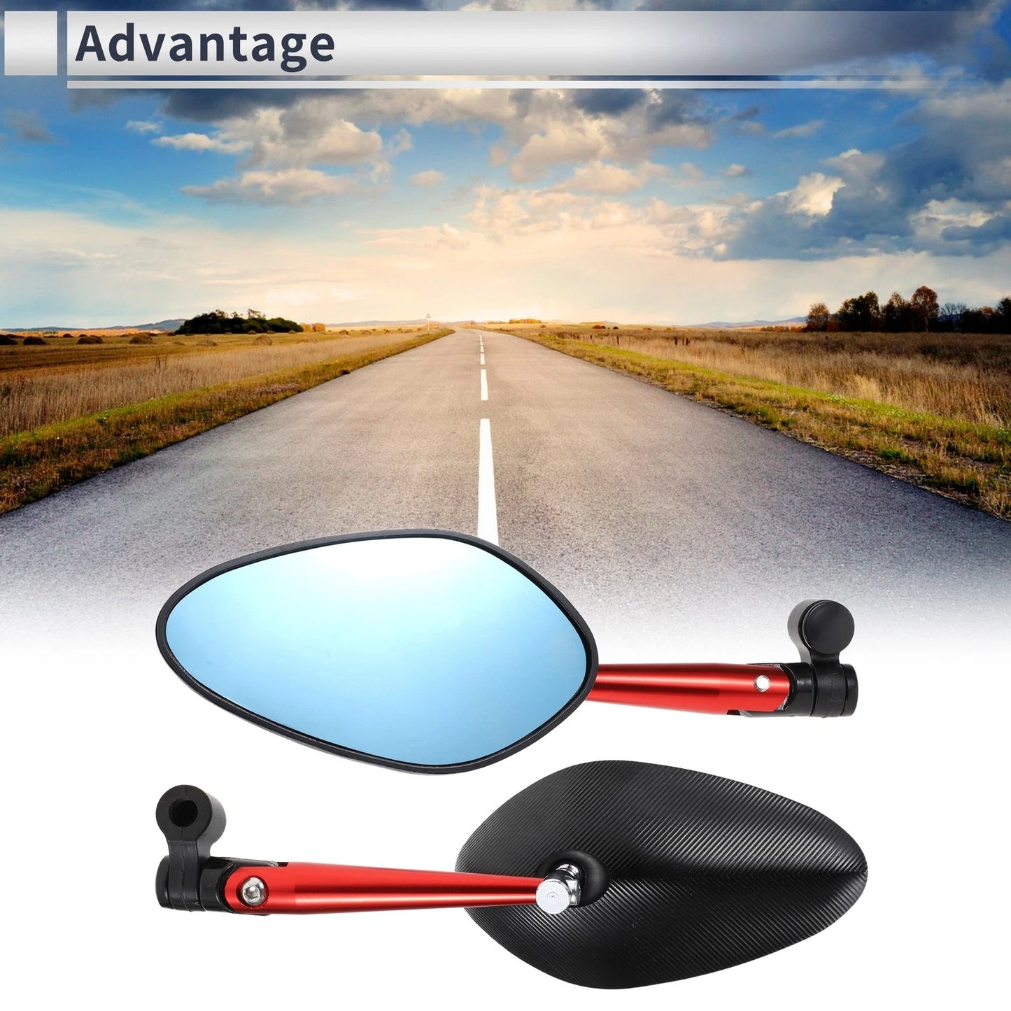 M8/M10 Rear View Mirrors Black Red Aluminum Alloy Handlebar for Motorcycle