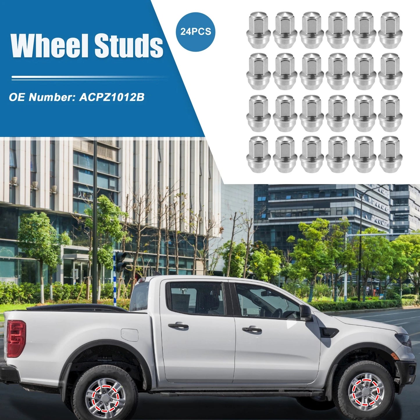 24pcs M14x1.5 Wheel Studs Lug Nuts for Ford F-150 (2015-2023)