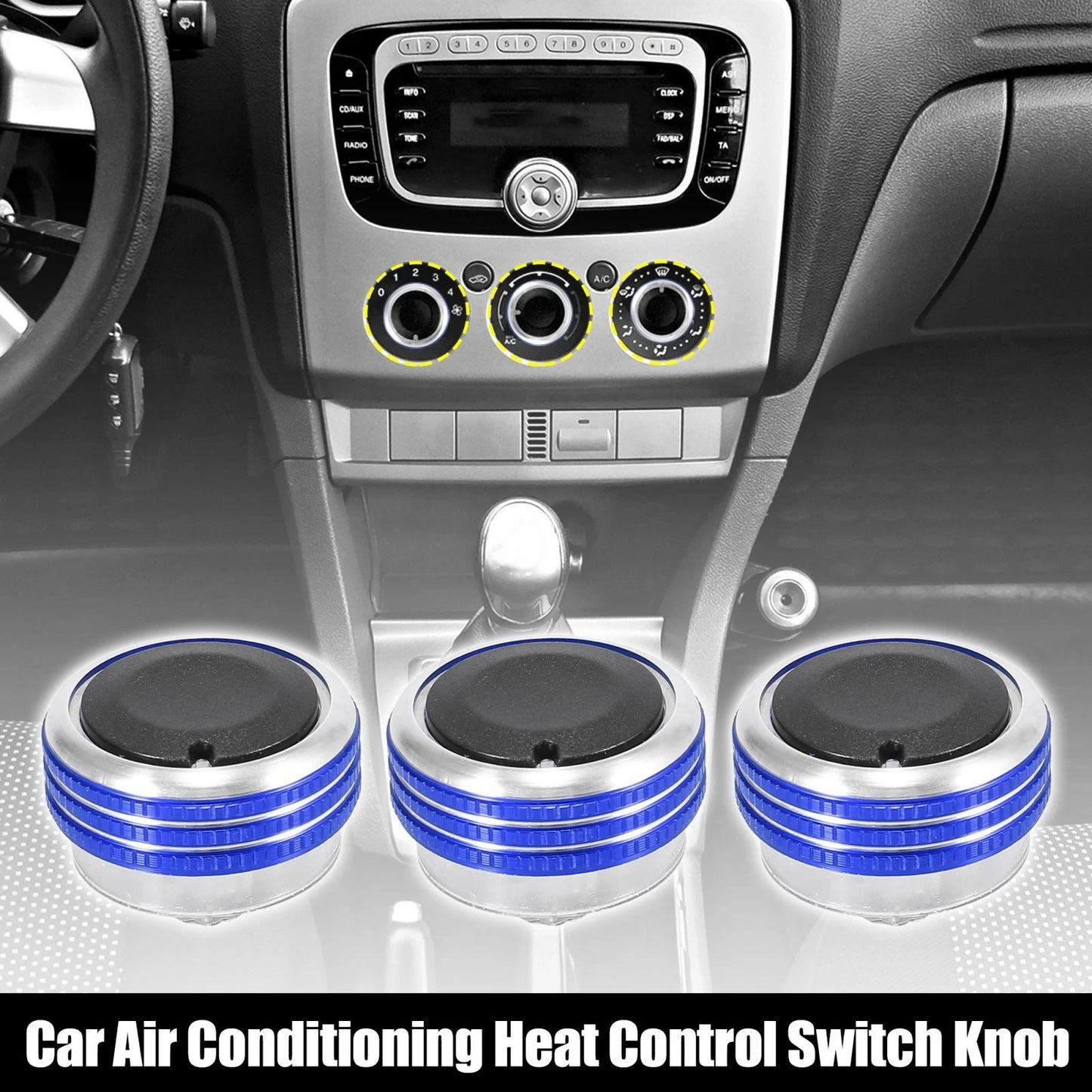 3 x Car Air Conditioning Heat Control Switch Knobs for Ford Focus (2005-2013)