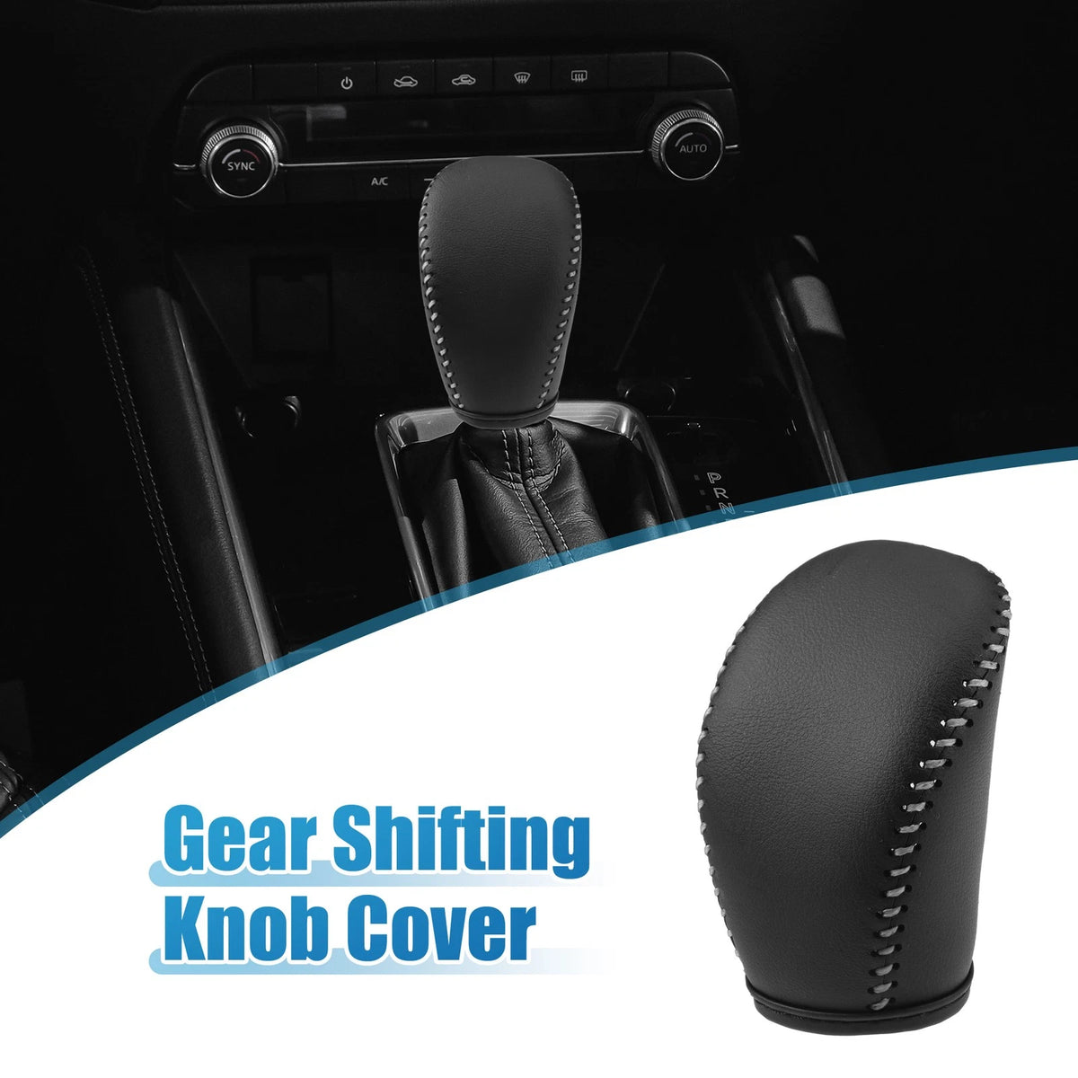 Gear Shift Head Knob Cover for Infiniti Q50 Black Gray Stitching (2018 - 2019)