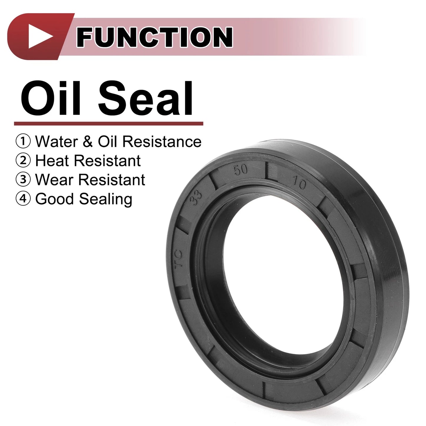 Rotary Shaft Seal / 33x50x10mm / Oil Seal Nitrile 70D Rubber Black 5 pcs for Make Model