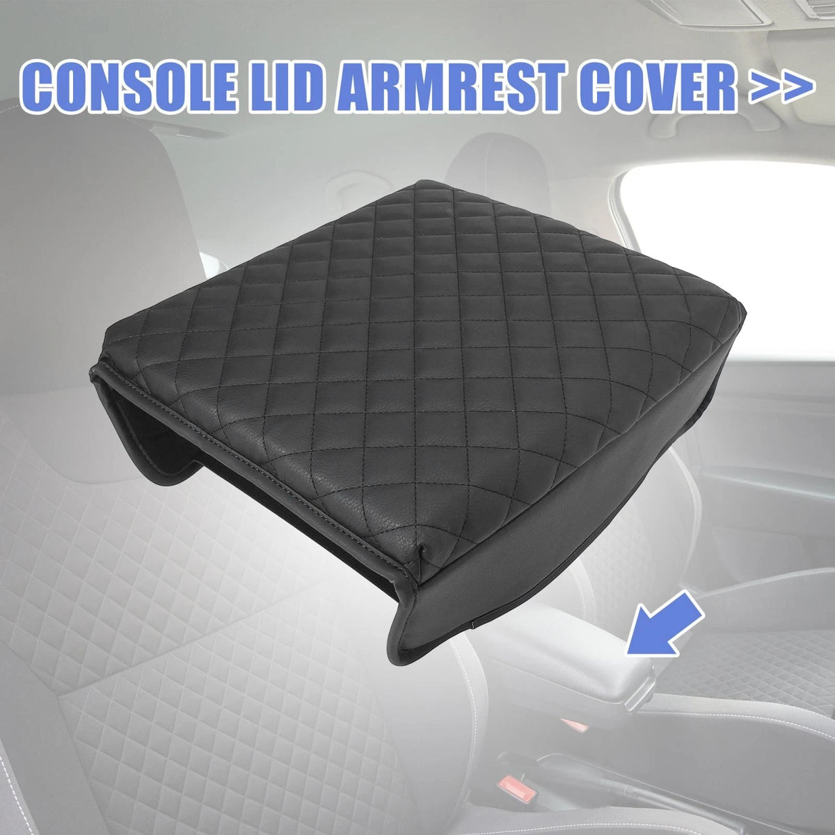 Car Center Console Lid Armrest Cover for Ford F-150 (2015-2018) Black