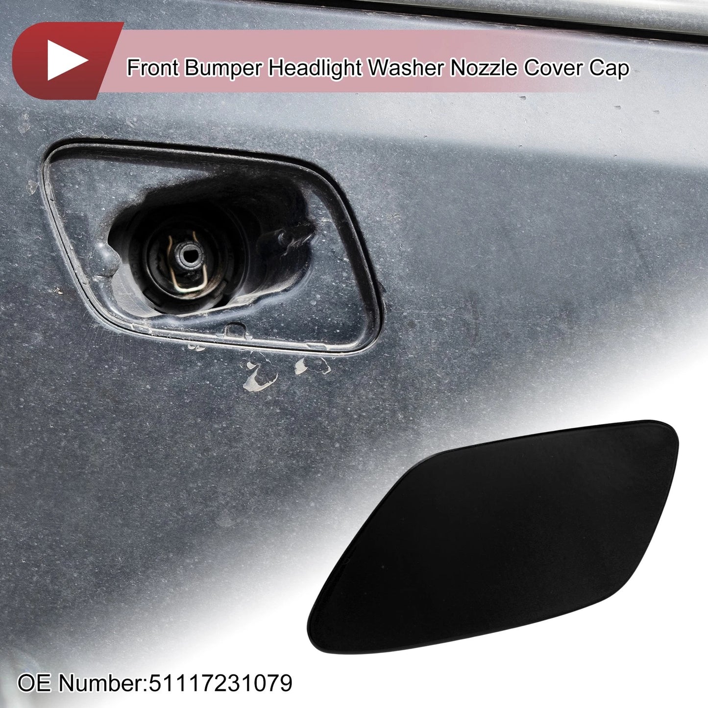 Bumper Headlight Washer Nozzle Cover for BMW Z4 (2009-2016) Black