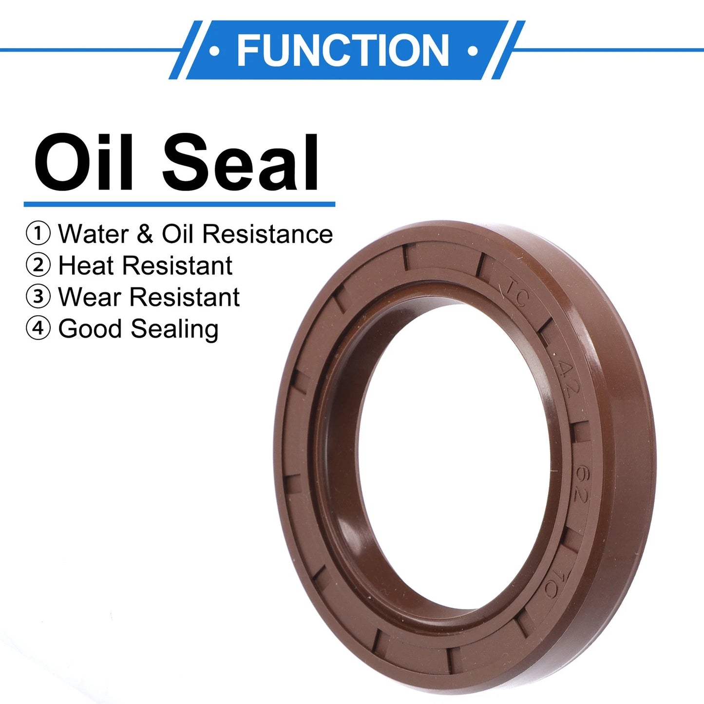 Oil Seal 2 x Seal Ring Rotary Shaft Seal FKM Rubber 42x62x10mm Brown